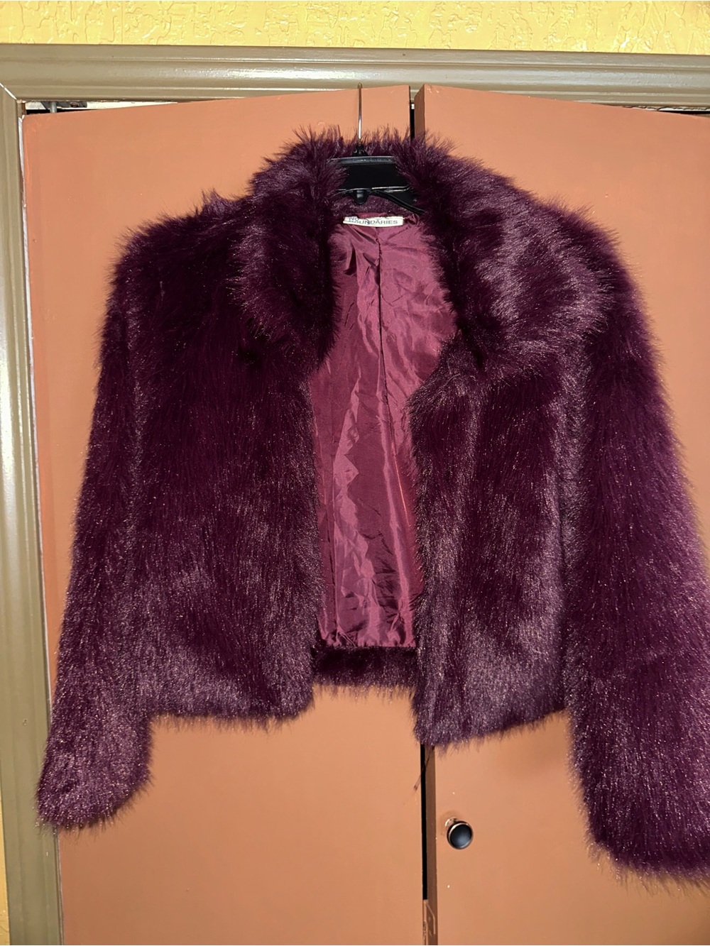 No Boundaries Deep Plum Faux Fur Jacket